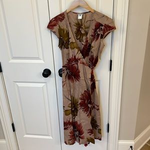 Jigsaw Floral Dress in Red and Olive